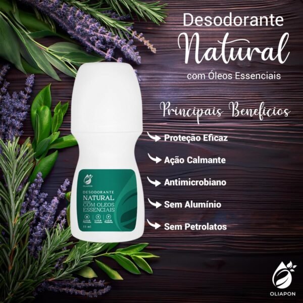 Desodorante Natural Vegano Oliapon – Sem Alumínio, Parabenos, Proteção Duradoura e Hidratação Natural com Óleos Essenciais - Imagem 2
