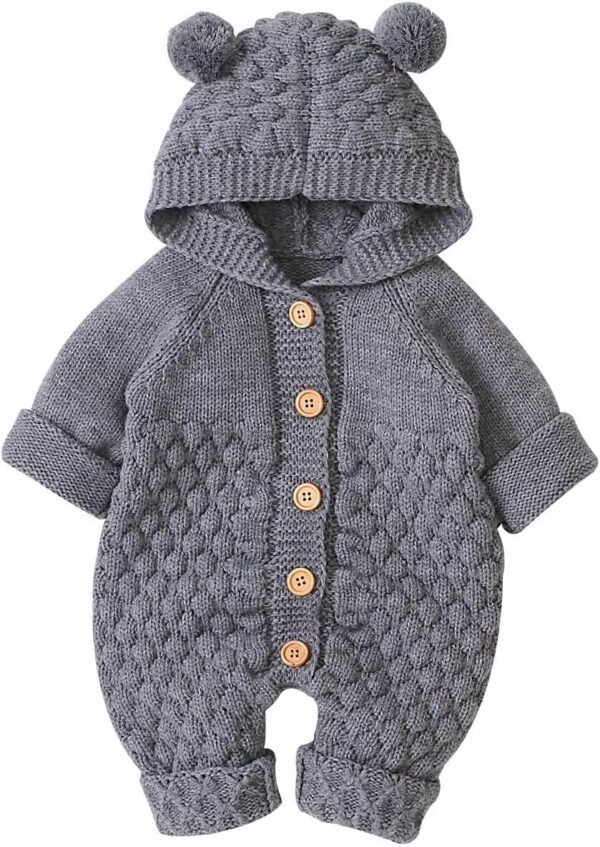 DovFanny Roupa de Inverno para Bebês Recém-Nascidos Macacão de Manga Comprida para Meninos e Meninas., Cinza, 6-12 meses