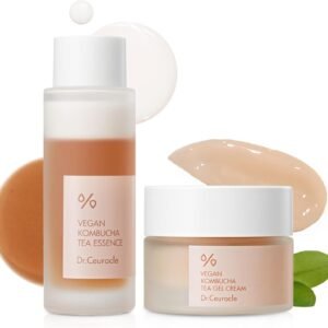 Dr.Ceuracle Vegan Kombucha Tea Beginning Set - Kombucha coreano Skincare Essência de tônico leitoso e creme gel para viagem conjunto tamanho mini