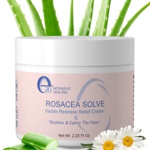 E70 Rosacea Solve – Creme para alívio da vermelhidão hidratante facial calmante para cuidados com a pele sensível com ingredientes orgânicos, como Aloe Vera, óleo de amêndoa, extratos