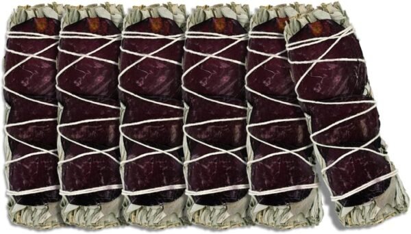 ESPOIR & AMOUR Rose Sage – 6 palitos espirituais de sálvia branca para borrar amarrados à mão com lindas pétalas de rosa | Pacote de sálvia branca californiana colhida sustentavelmente com pétalas de