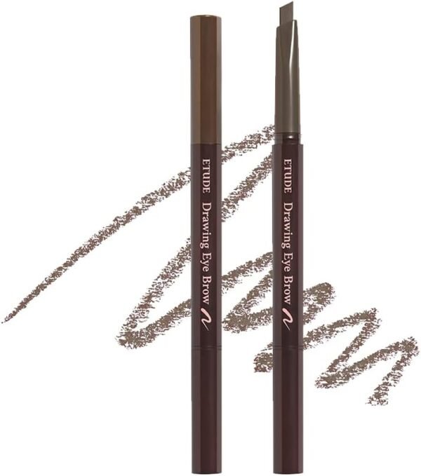 ETUDE Lápis de sobrancelha de desenho #6 marrom acinzentado | Lápis de sobrancelha de longa duração para maquiagem de sobrancelha com textura suave e natural | Maquiagem coreana, Kbeauty, perfeita