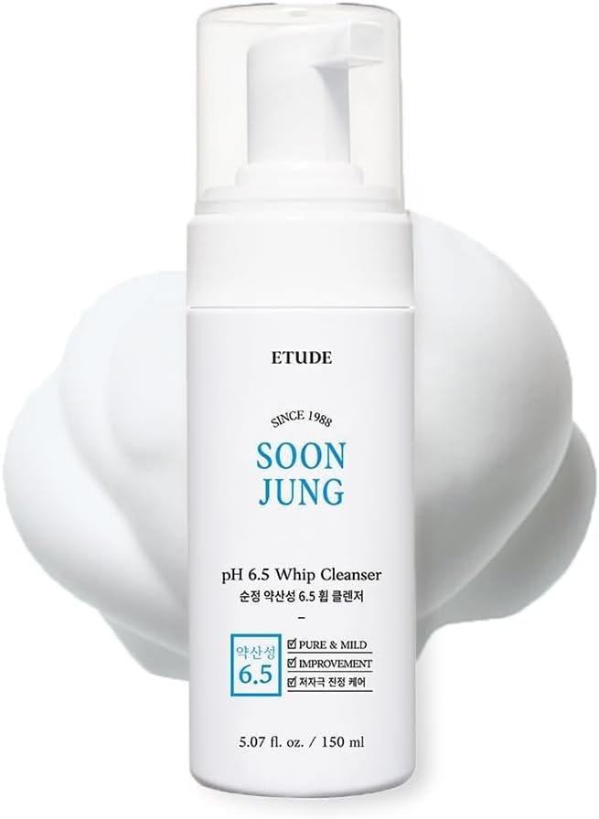 ETUDE SoonJung pH 6,5 Whip limpador facial 150 ml (150 ml) 21AD | Lavagem de limpeza hidratante coreana de baixo pH suave sem fragrância para peles sensíveis | Cuidados com a pele coreana, K-Beauty | 1 ETUDE SoonJung pH 6,5 Whip limpador facial 150 ml (150 ml) 21AD | Lavagem de limpeza hidratante coreana de baixo pH suave sem fragrância para peles sensíveis | Cuidados com a pele coreana, K-Beauty |