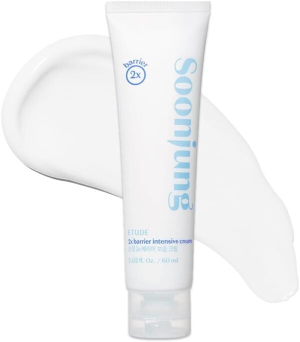 ETUDE Soonjung 2X Creme Intensivo De Barreira 60Ml (23Ad), Creme Facial Hidratante Hipoalergênico De Manteiga De Karité Para Pele Sensível, Equilíbrio Água-Óleo Com Pantenol Cura Pele Danificada, C