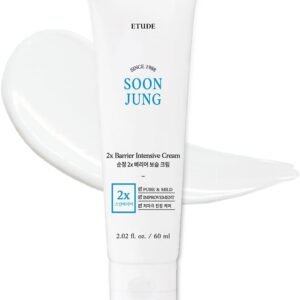Etude House SoonJung 2x Barrier Intensive Cream 60 ml (21AD) | Creme facial hidratante de manteiga de karité hipoalergênico para peles sensíveis, equilíbrio de óleo e água, pantenol
