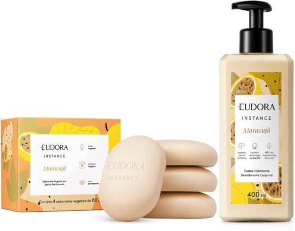 Eudora Kit Instance Maracujá: Sabonete em Barra 4x80g + Loção Corporal 400ml