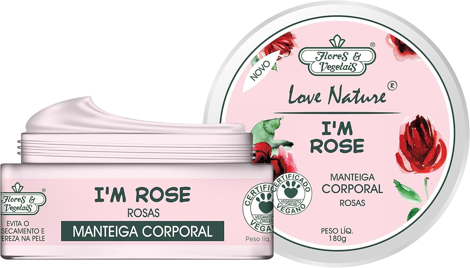 Flores & Vegetais Hidratante Corporal Manteiga Rosas Flores E Vegetais 180G 1 Flores & Vegetais Hidratante Corporal Manteiga Rosas Flores E Vegetais 180G