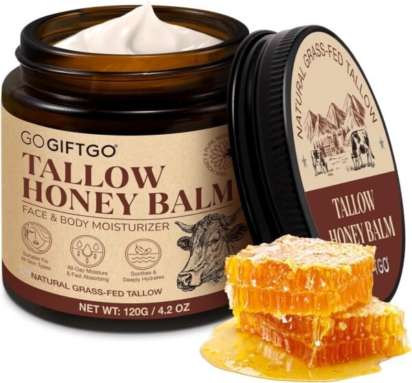 GOGIFTGO Sebo Bovino Para A Pele, Bálsamo De E Mel, O Rosto, Hidratante Facial Sebo, Natural Que Hidrata, Nutre Profundamente Pele Realça Brilho (1 Unidade)