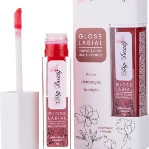 Gloss Labial 5g Com Nano Ácido Hialurônico, Vitamina e Menta Refrescante - Hidratação, Nutrição, Brilho Labial Suave, Vegano, Livre de Parabenos, Cruelty-Free, Textura Confortável, Nanotecnologia - Miti Beauty