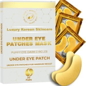 GoldSnailRX Máscara luxuosa coreana para cuidados com a pele em ouro 24 k para olhos inchados, olheiras, rugas, linhas finas, testada por dermatologistas