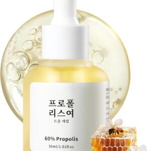 Hidratante facial hidratante de própolis e niacinamida, sérum que aumenta o brilho para o rosto para peles propensas a acne e sensíveis, minimiza fugas, cuidados com a pele coreana 30 ml, 1 ml