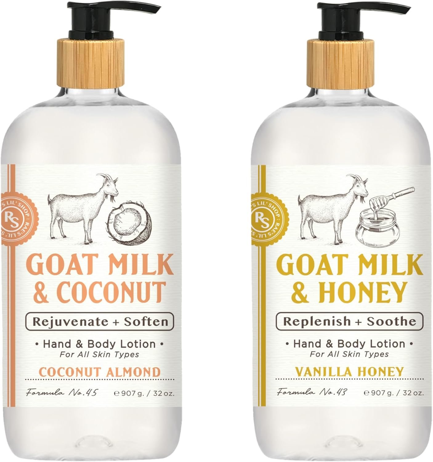 Home & Body Company Raes Lil Shop Goats Milk Hand & Body Lotion, Aromas De Coco, Amêndoa E Mel De Baunilha, Conjunto De 2 De 32 Oz Da Home And Body Company 1 Home & Body Company Raes Lil Shop Goats Milk Hand & Body Lotion, Aromas De Coco, Amêndoa E Mel De Baunilha, Conjunto De 2 De 32 Oz Da Home And Body Company