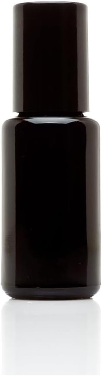 Infinity Jars Garrafa de vidro ultravioleta preta de 15 ml com ponta de rolo de vidro para óleo essencial, garrafas redondas herméticas, recipientes de cosméticos com tampa preta 1 Infinity Jars Garrafa de vidro ultravioleta preta de 15 ml com ponta de rolo de vidro para óleo essencial, garrafas redondas herméticas, recipientes de cosméticos com tampa preta