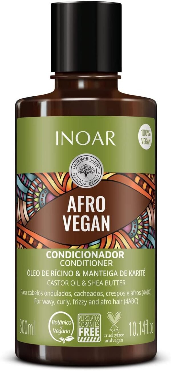Inoar Condicionador Afro Vegan com Óleo de Rícino e Manteiga de Karité 300 Ml, Inoar - Imagem 2