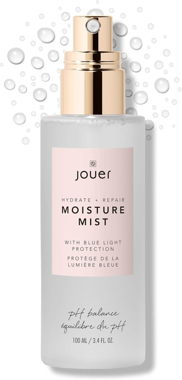 Jouer Névoa hidratante e reparadora com proteção contra luz azul, 100 ml - spray facial hidratante - névoa refrescante de maquiagem - vegana - sem parabenos, glúten, crueldade e talco