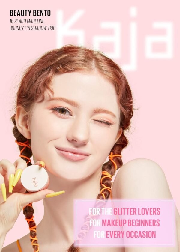 Kaja Coleção Beauty Bento - Trio de sombras Bouncy | 16 Peach Madeline | Tom pêssego nude | Vegan, sem crueldade - Imagem 2