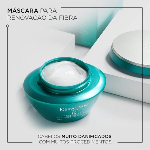 Kérastase Máscara Resistance Masque Therapiste, Cabelos danificados ou quebradiços, Reconstrução, Fibra-Kap®, Sève de Réssurrection, 200 g - Imagem 2