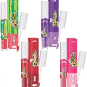 Kit 04 Gloss Labial com Brilho Ice Babaloo, Sabores e Aromas Frutados, Molhadinho, Geladinho e Efeito Pump Brilhoso (Melancia, Cereja, Uva e Tutti Frutti) HotFlowers