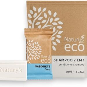 Kit 100 Shampoo 2 em 1 30mL 100 Sabonetes 15g Floral Ecológico Naturys Hotel Pousada Spa