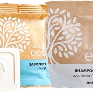 Kit 100 Shampoo 2 em 1 30mL 100 Sabonetes 20g Floral Naturys Ecológico Hotel Pousada Spa