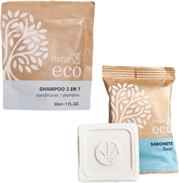 Kit 100 Shampoo 2 em 1 30mL 100 Sabonetes 20g Floral Naturys Ecológico Hotel Pousada Spa - Imagem 2