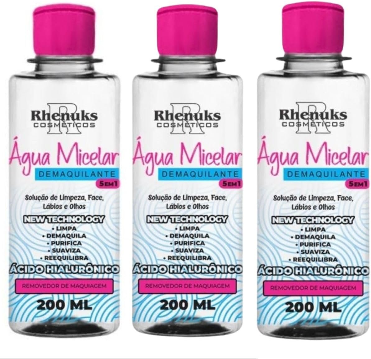 Kit 3 Água Micelar Demaquilante C Ácido Hialurônico 200ml 1 Kit 3 Água Micelar Demaquilante C Ácido Hialurônico 200ml