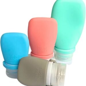 Kit 4 Frascos Silicone Reutilizáveis Recipientes Flexíveis Shampoo Condicionador Creme Loção Corporal Dispenser Higiene Portátil Cosméticos Pote de Silicone para Viagem - Tubarão Stores.