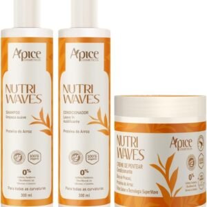 Kit Apse Apice Nutri Waves Shampoo Condicionador E Creme De Pentear Acidificante Capilar Vegano