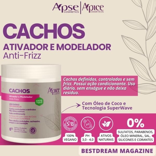 Kit Apse Cachos Ativador De Cachos + Mascara Hidratação Capilar Vegano - Imagem 2