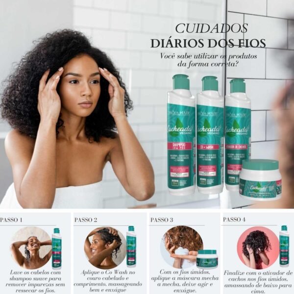 Kit Cacheada 4 Passo - Cuidado Completo para Cachos Definidos e Saudáveis 300ml - Imagem 2
