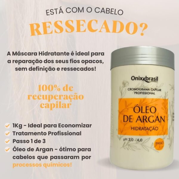 Kit Cronograma Capilar Profissional Orgânico Hidrata Nutre Repara com Queratina Líquida Onixxbrasil + Escova Mágica Desembaraçadora Antiquebra Aska - Imagem 2