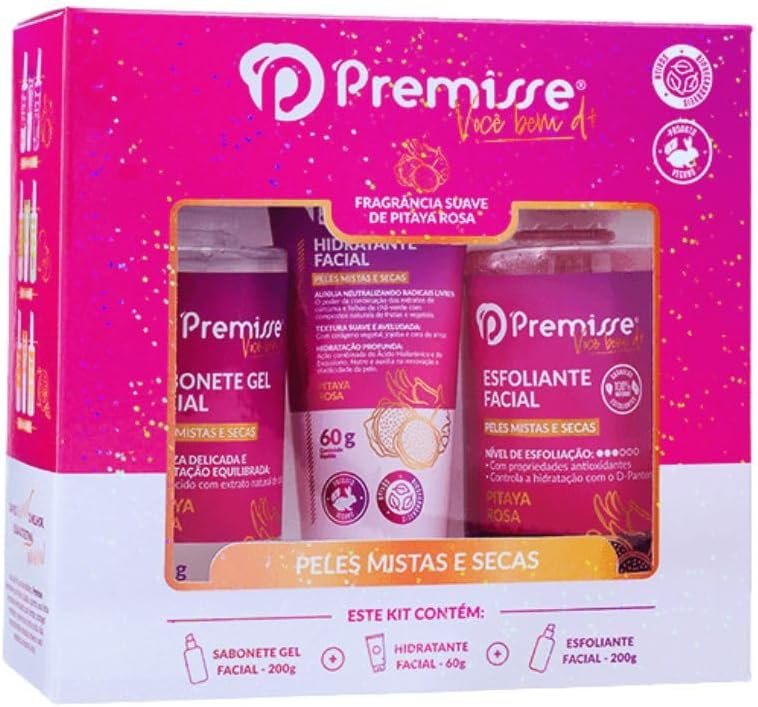 Kit Facial Pitaya Rosa Premisse – Cuidados Essenciais para Peles Mistas e Secas 1 Kit Facial Pitaya Rosa Premisse – Cuidados Essenciais para Peles Mistas e Secas