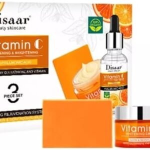 Kit Facial Vitamina C, Conjunto com 2 Peças, Sérum e Creme Clareador com Ácido Hialurônico