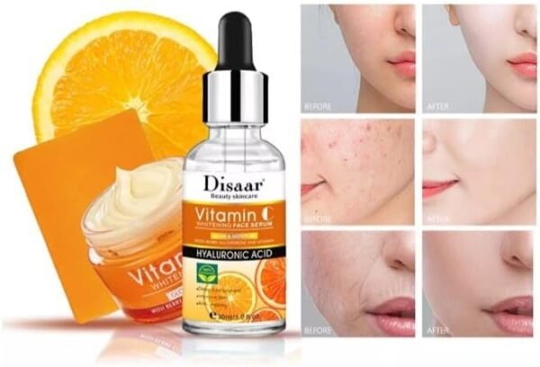 Kit Facial Vitamina C, Conjunto com 2 Peças, Sérum e Creme Clareador com Ácido Hialurônico - Imagem 2