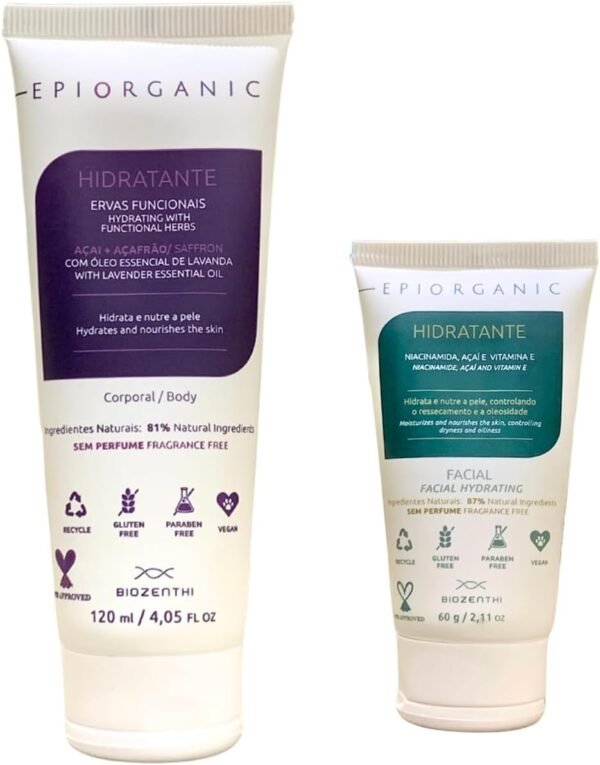 Kit Hidratante Facial e Corporal Epiorganic Natural Vegano