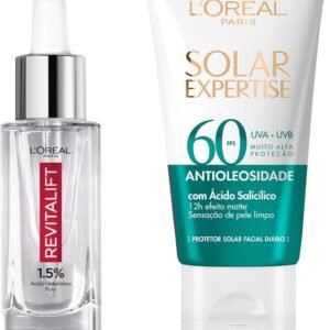 Kit L'Oreál Paris Sérum Revitalift Hialurônico 30ml + Solar Expertise facial Antioleosidade FPS60 25g
