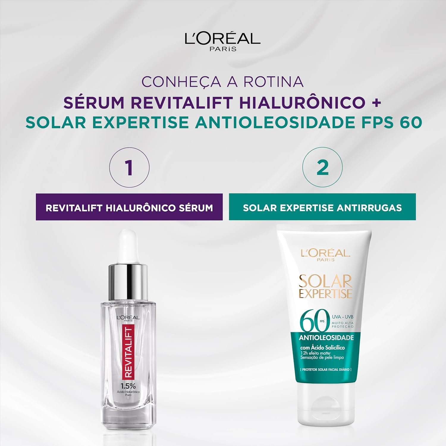 Kit L'Oreál Paris Sérum Revitalift Hialurônico 30ml + Solar Expertise facial Antioleosidade FPS60 25g 2 Kit L'Oreál Paris Sérum Revitalift Hialurônico 30ml + Solar Expertise facial Antioleosidade FPS60 25g - Imagem 2
