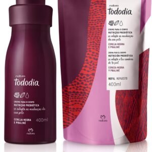 Kit Natura Tododia Hidratante Corporal Cereja Negra e Praliné 400 ml + Refil 400ml