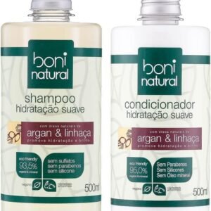 Kit Natural com Shampoo e Condicionador Hidratação Suave Argan e Linhaça - Boni Natural