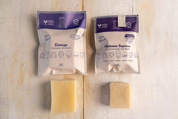 Kit Natural e Vegano Roma Natural: Shampoo em Barra Energizante & Condicionador em Barra Supremo
