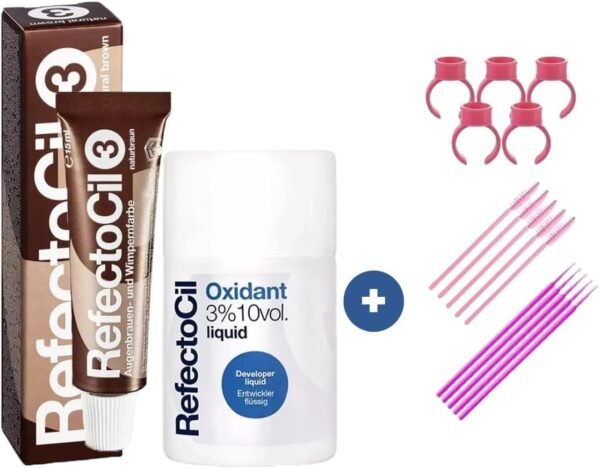 Kit Refectocil 1 Tinta + 1 Oxidante Nº3 Castanho Natural + Acessórios