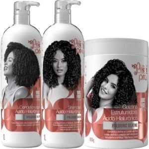 Kit Shampoo Condicionador E Gelatina Soul Power Pro Acido Hialuronico Hidratante Vegano Grande