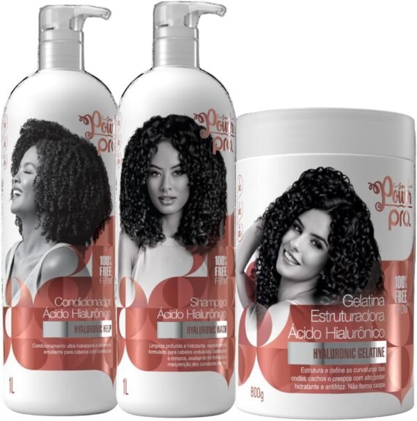 Kit Shampoo Condicionador E Gelatina Soul Power Pro Acido Hialuronico Hidratante Vegano Grande