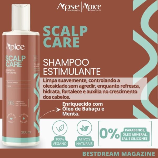 Kit Shampoo + Condicionador + Mascara + Esfoliante Scalp Care Apice Tratamento Estimulante Vegano - Imagem 2