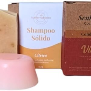 Kit Shampoo e Condicionador Natural em Barra para Cabelos Oleosos - Controle da Oleosidade e Definição Capilar