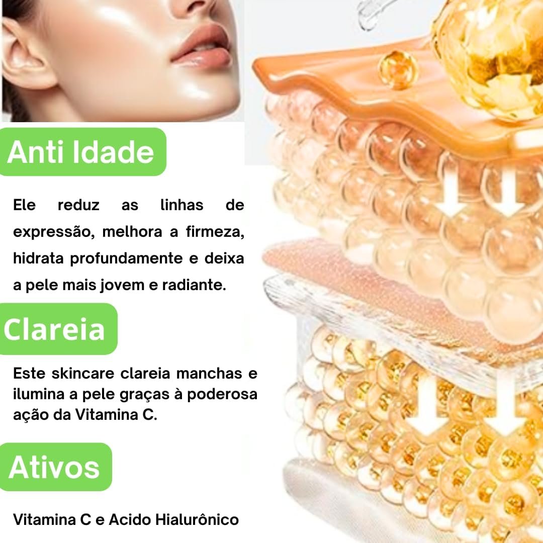 Kit Skincare Anti Idade Vitamina C + Serum Clareador de Manchas 1 Kit Skincare Anti Idade Vitamina C + Serum Clareador de Manchas