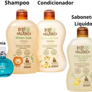 Kit Suave Bebê Orgânico: Shampoo + Condicionador + Sabonete Líquido (200ml cada) + Colônia Sem Álcool (30ml)