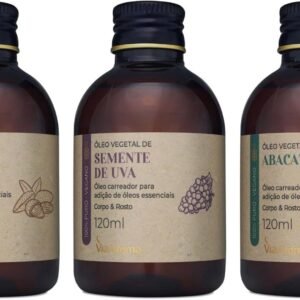 Kit Trio de Óleos Vegetais Abacate, Amêndoa Doce & Semente de Uva para Hidratação Profunda e Nutrição Completa