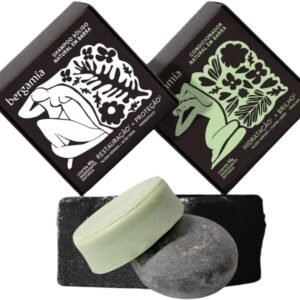 Kit de Shampoo e Condicionador em Barra Natural com Capim Limão Sólido Hidratação Completa