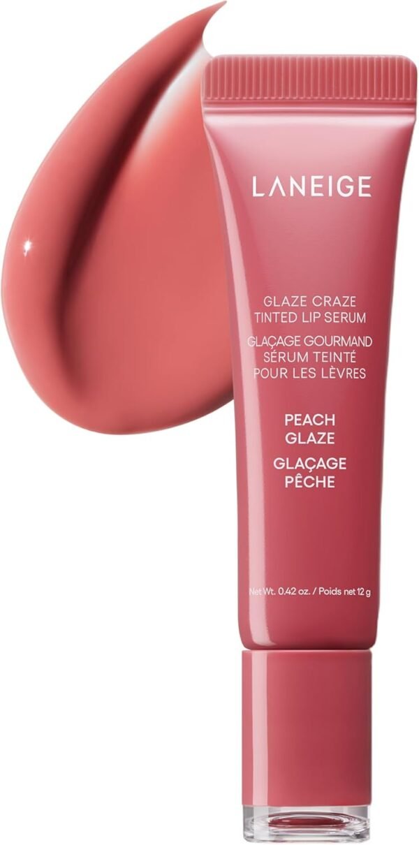 LANEIGE Glaze Craze Sérum labial matizado esmalte pêssego: hidratação nutritiva com polipeptídeo